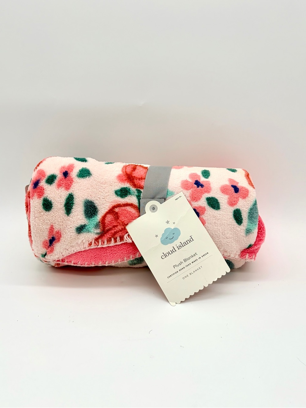 cloud island Plush Baby Blanket Pink Floral Blooms